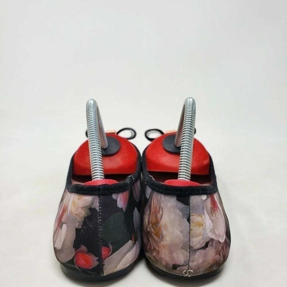 Ted Baker Immep Floral Ballet Flats Bow Black Multicolor Womens Size 7
